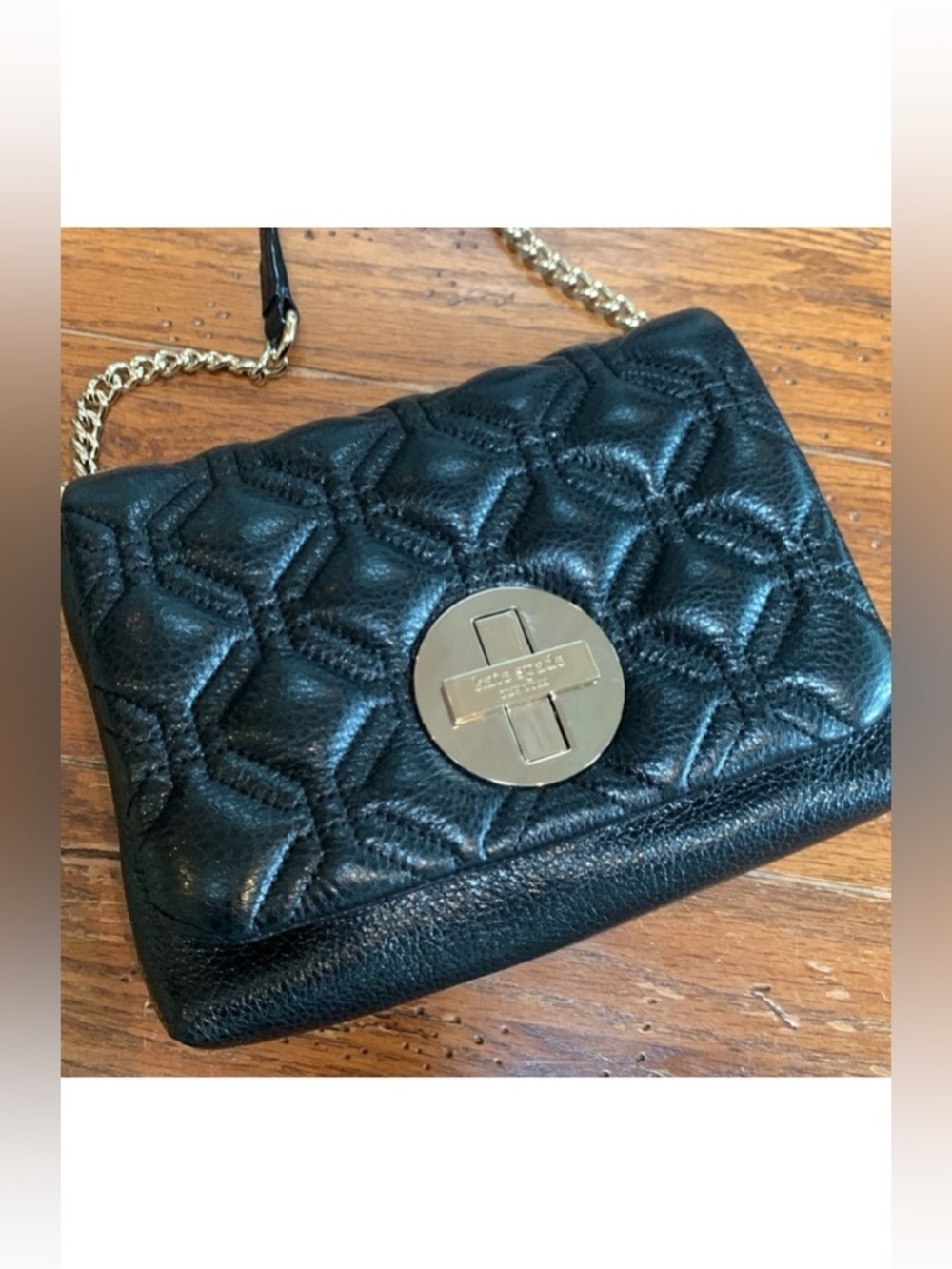 Kate Spade Astor Court Naomi Quilted Crossbody Bag Shimmer Black Chain Small